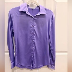 Gorgeous Purple Satin Blouse/Button Down